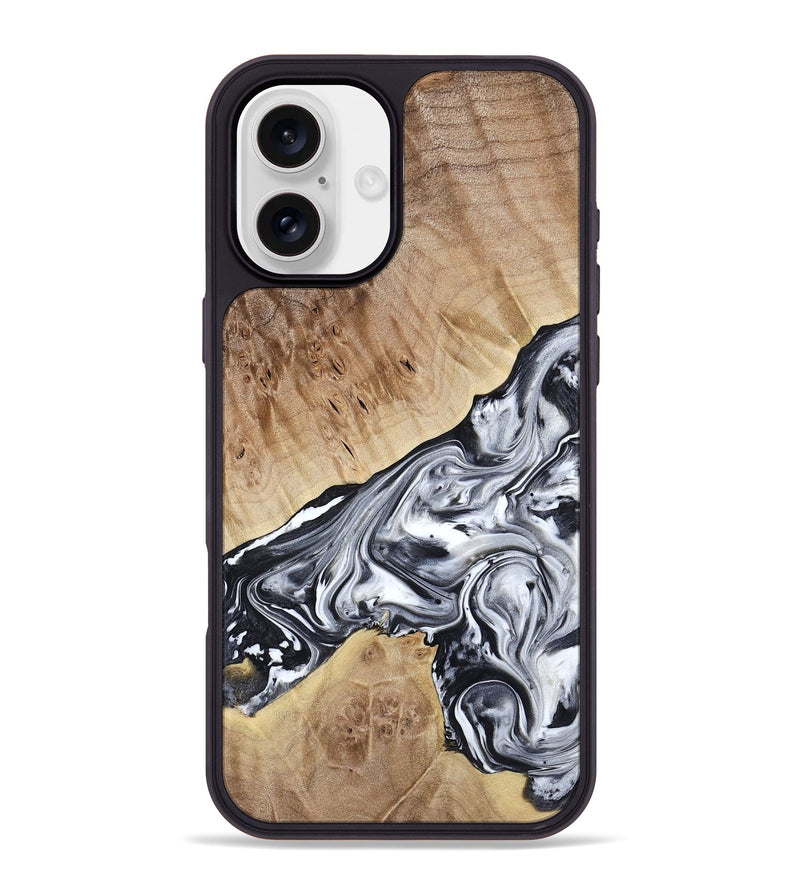 iPhone 16 Plus Wood Phone Case - Gary (Black & White, 778323)