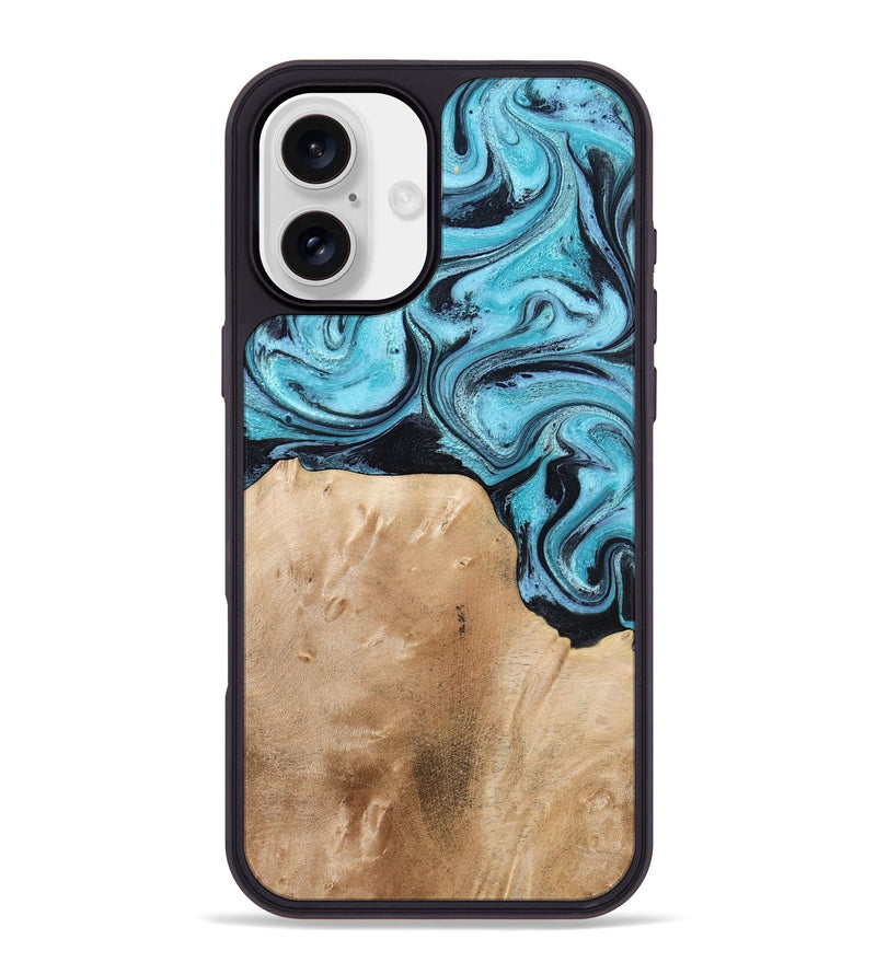 iPhone 16 Plus Wood Phone Case - Wells (Blue, 778376)