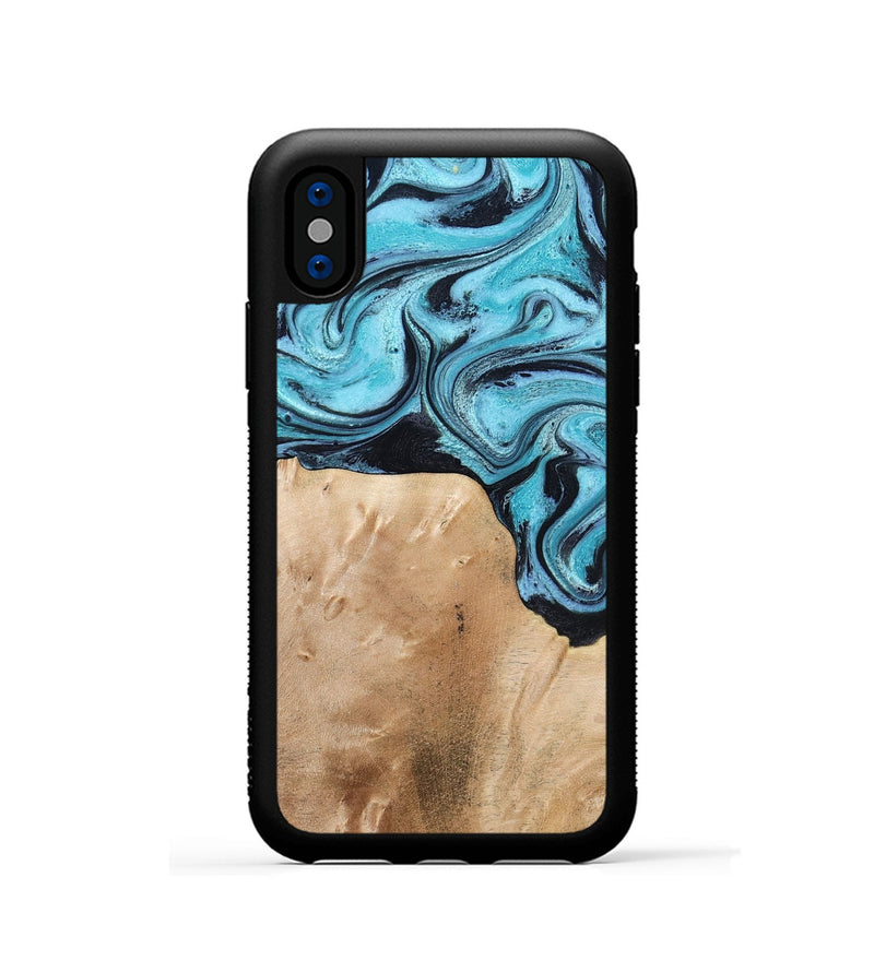 iPhone Xs Wood Phone Case - Wells (Blue, 778376)