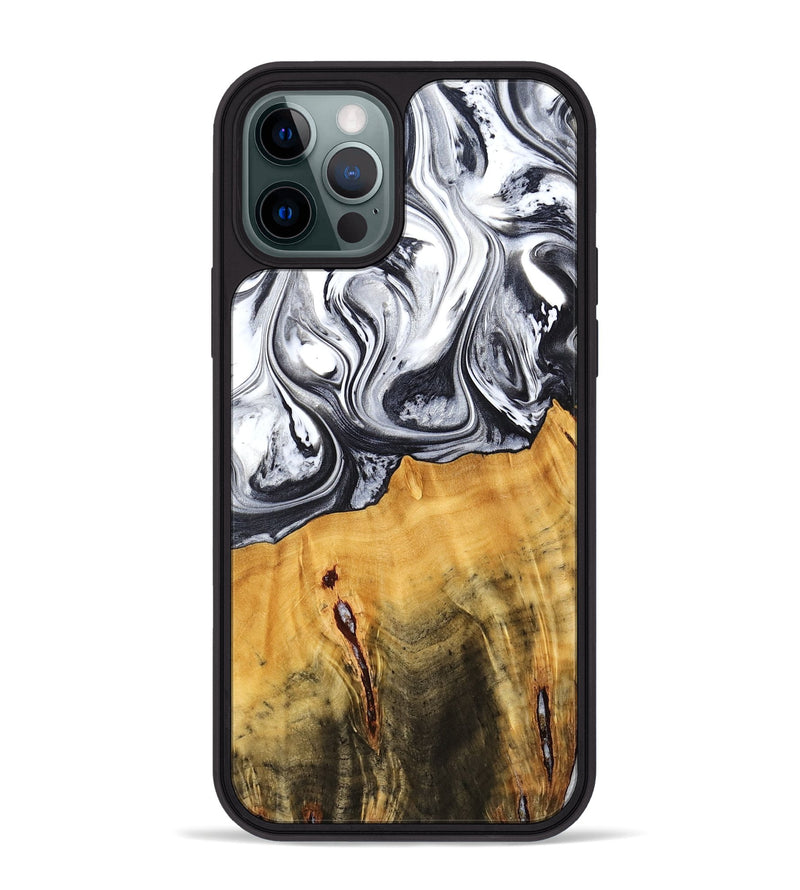 iPhone 12 Pro Max Wood Phone Case - Dirk (Black & White, 778559)
