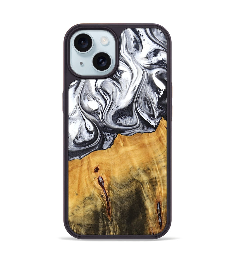 iPhone 15 Wood Phone Case - Dirk (Black & White, 778559)