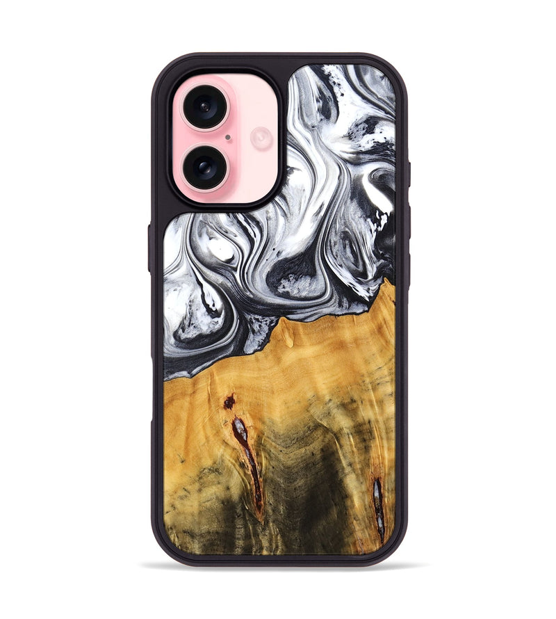 iPhone 16 Wood Phone Case - Dirk (Black & White, 778559)