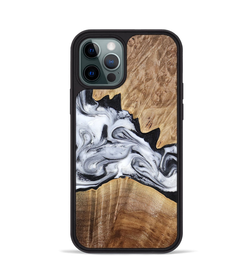 iPhone 12 Pro Wood Phone Case - Thurman (Black & White, 778560)