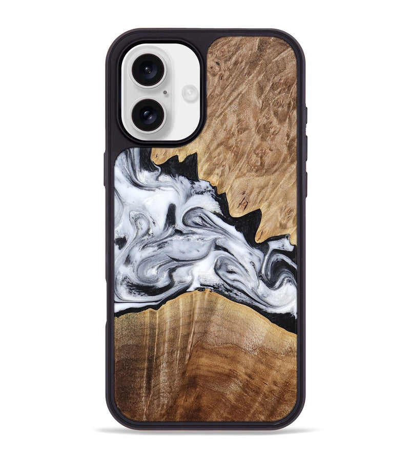 iPhone 16 Plus Wood Phone Case - Thurman (Black & White, 778560)