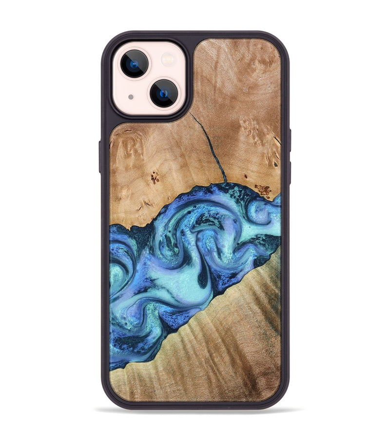 iPhone 14 Plus Wood Phone Case - Tadeo (Blue, 778823)