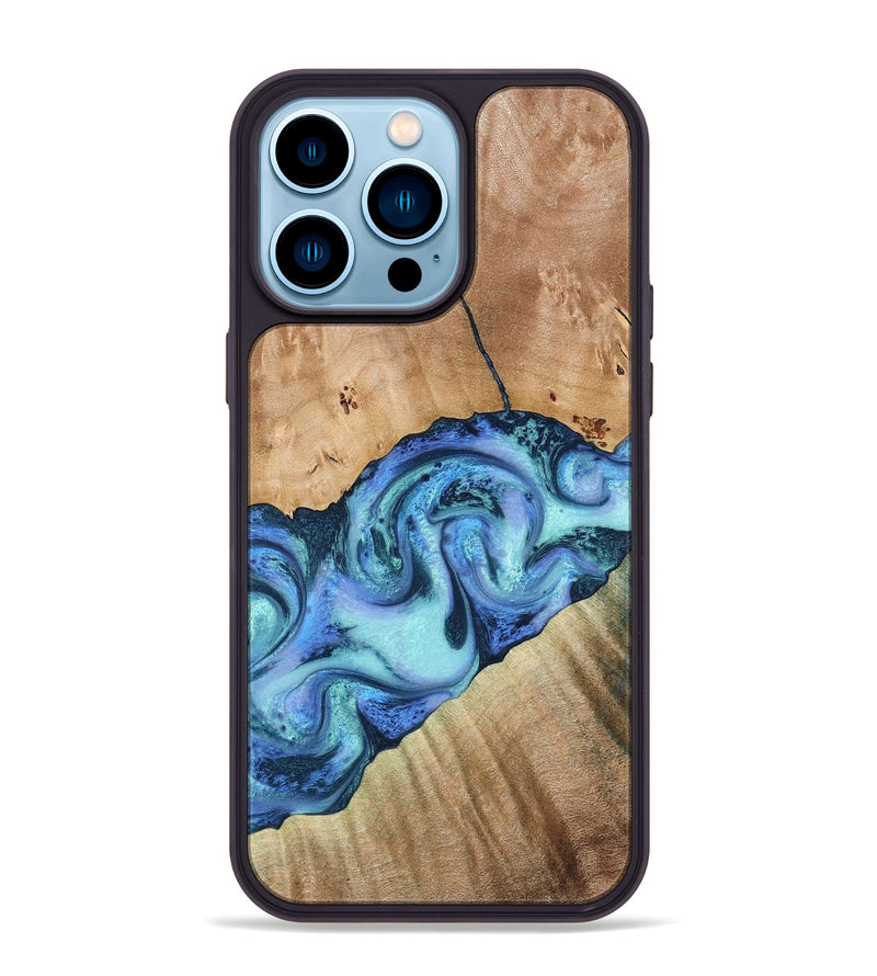 iPhone 14 Pro Max Wood Phone Case - Tadeo (Blue, 778823)