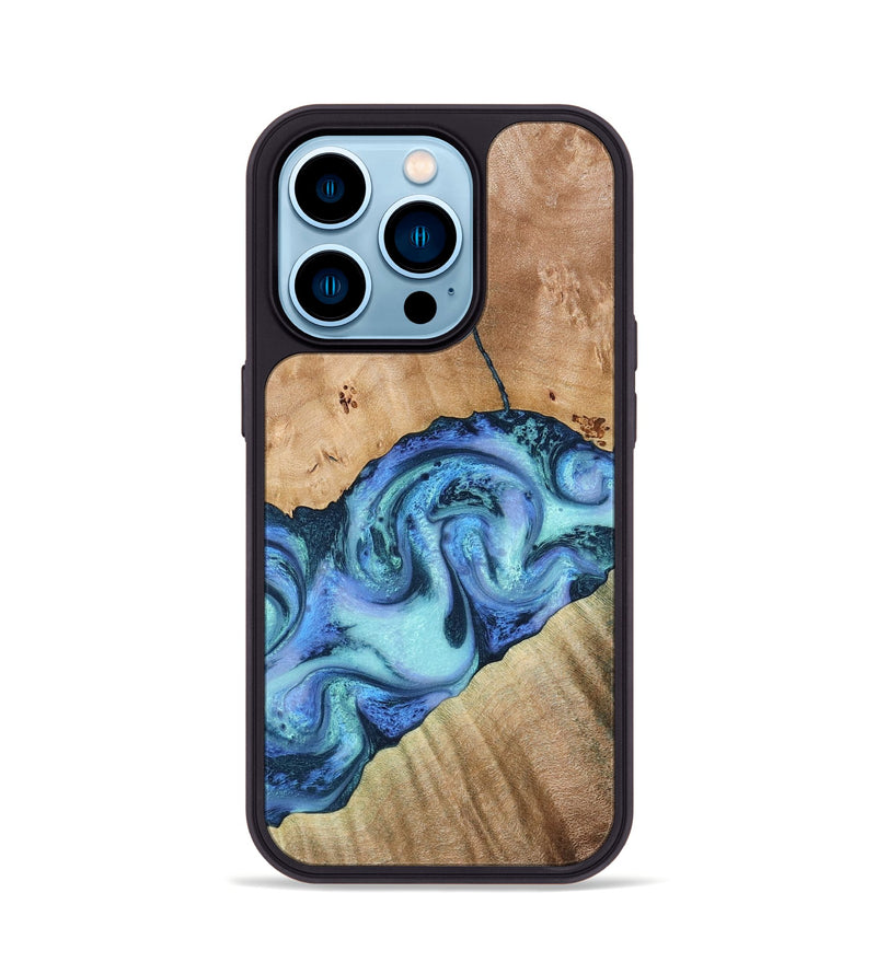 iPhone 14 Pro Wood Phone Case - Tadeo (Blue, 778823)