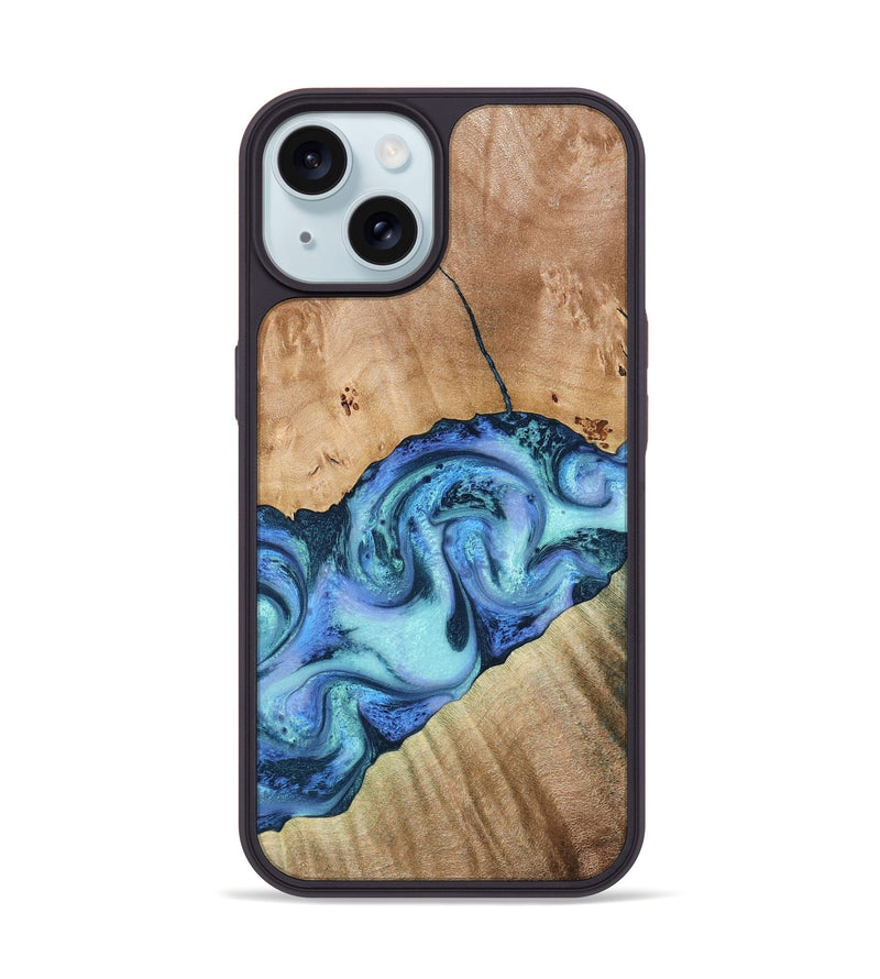 iPhone 15 Wood Phone Case - Tadeo (Blue, 778823)