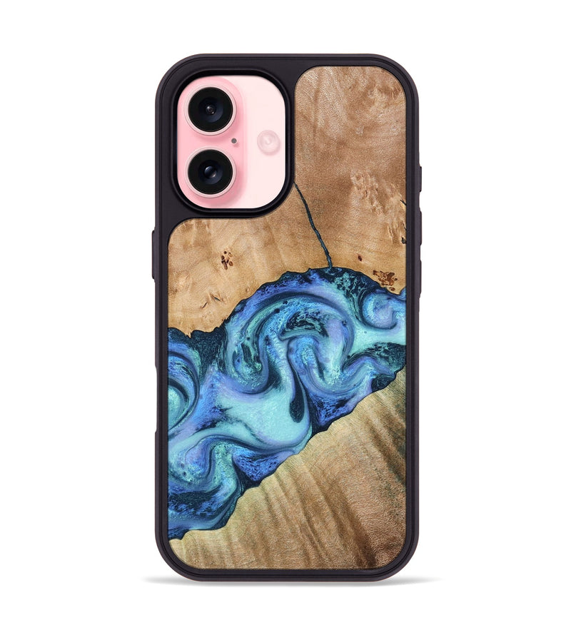 iPhone 16 Wood Phone Case - Tadeo (Blue, 778823)