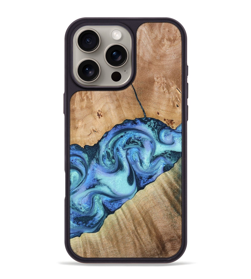 iPhone 16 Pro Max Wood Phone Case - Tadeo (Blue, 778823)