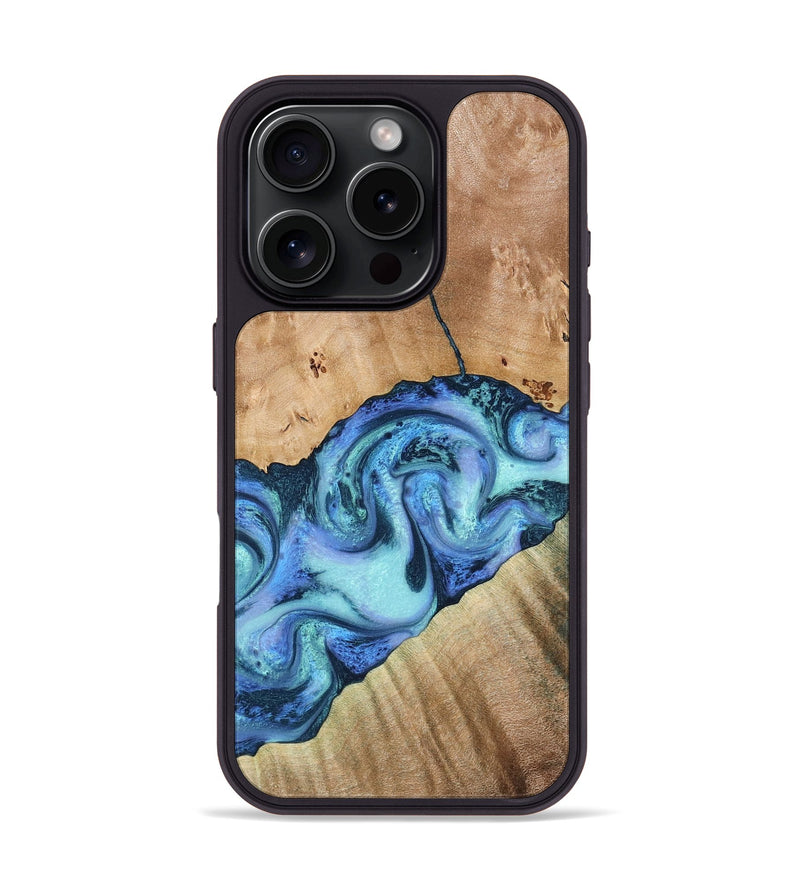 iPhone 16 Pro Wood Phone Case - Tadeo (Blue, 778823)