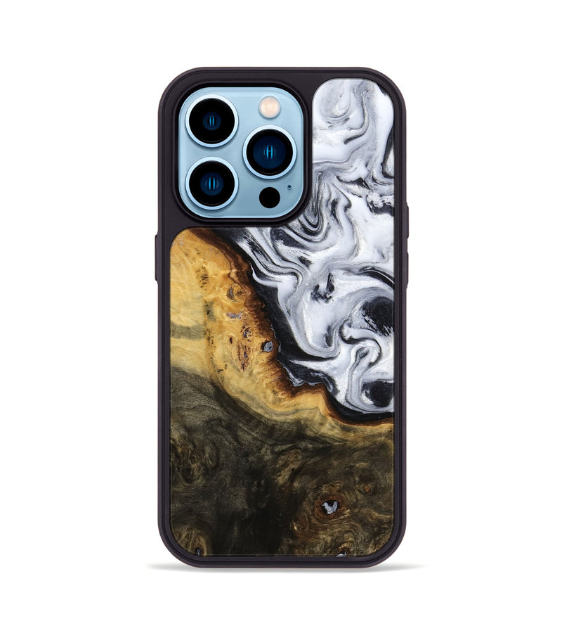 iPhone 14 Pro Wood Phone Case - Kaitlyn (Black & White, 779204)