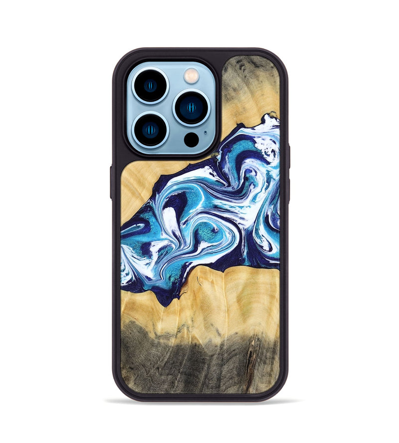 iPhone 14 Pro Wood Phone Case - Jaxson (Blue, 779467)