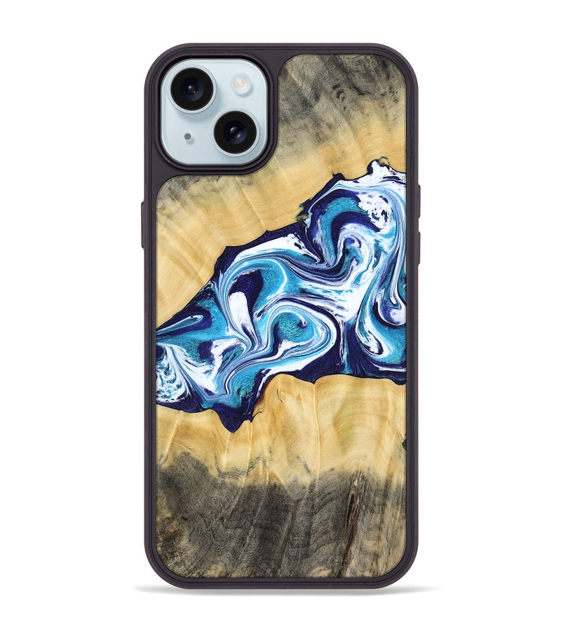 iPhone 15 Plus Wood Phone Case - Jaxson (Blue, 779467)