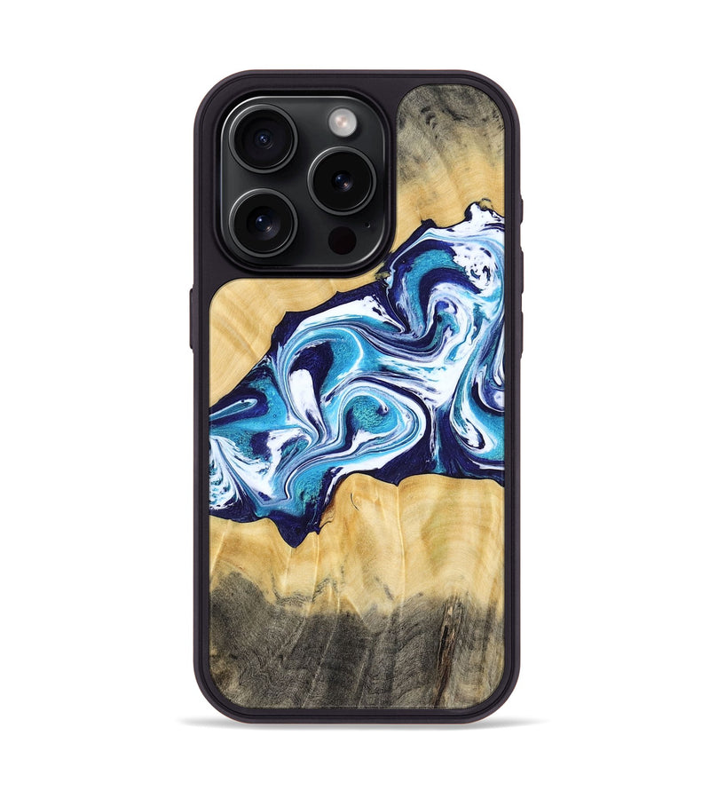 iPhone 15 Pro Wood Phone Case - Jaxson (Blue, 779467)
