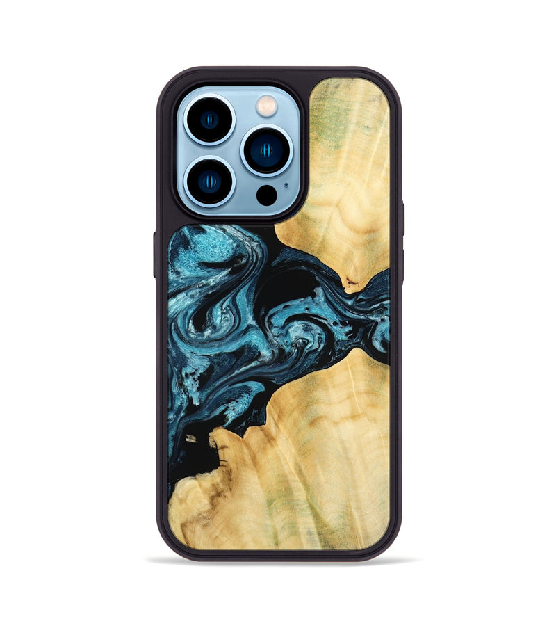 iPhone 14 Pro Wood Phone Case - Kylah (Blue, 779641)