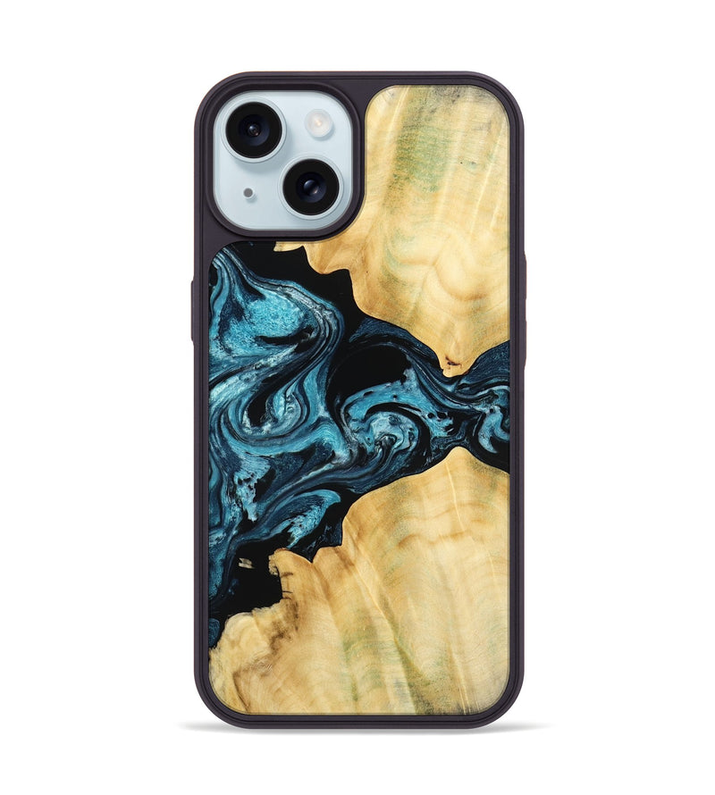 iPhone 15 Wood Phone Case - Kylah (Blue, 779641)
