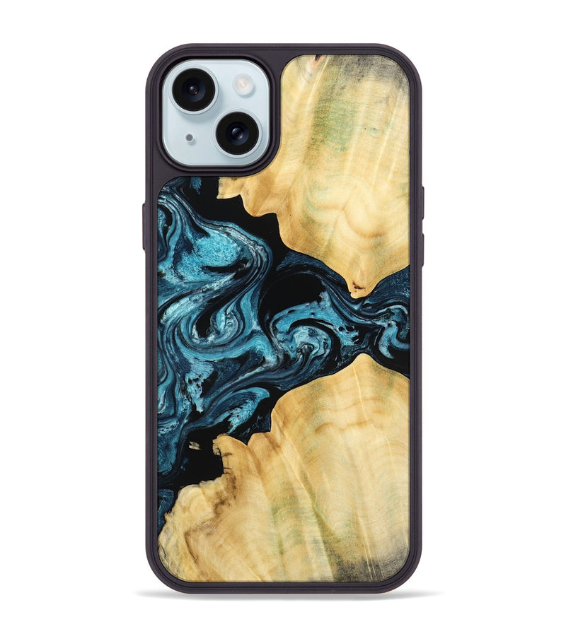 iPhone 15 Plus Wood Phone Case - Kylah (Blue, 779641)