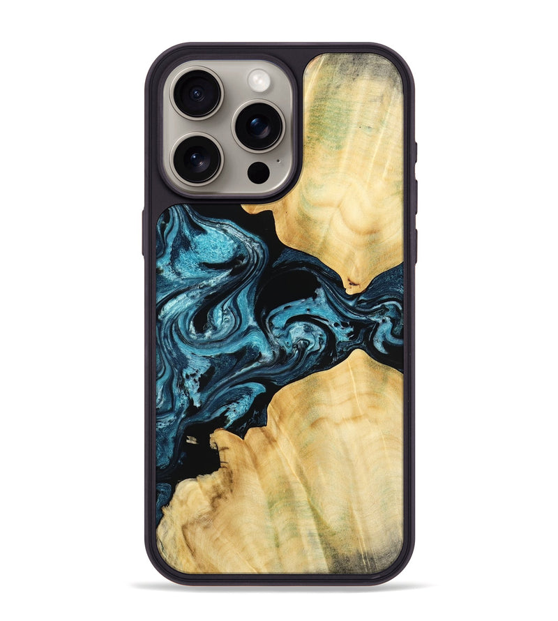 iPhone 15 Pro Max Wood Phone Case - Kylah (Blue, 779641)