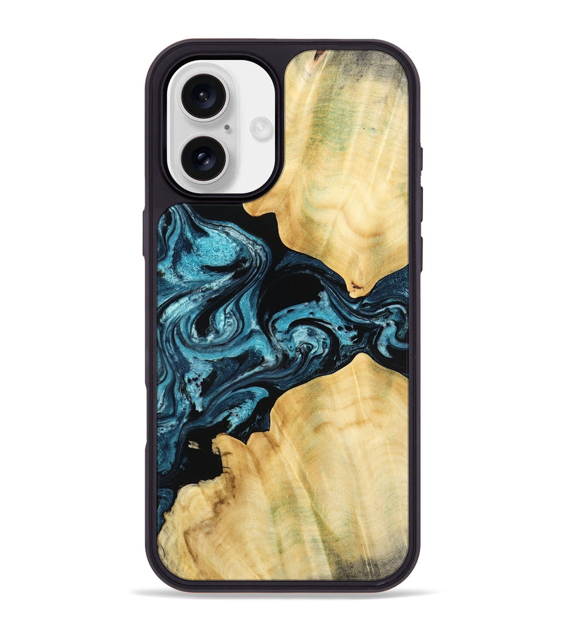iPhone 16 Plus Wood Phone Case - Kylah (Blue, 779641)