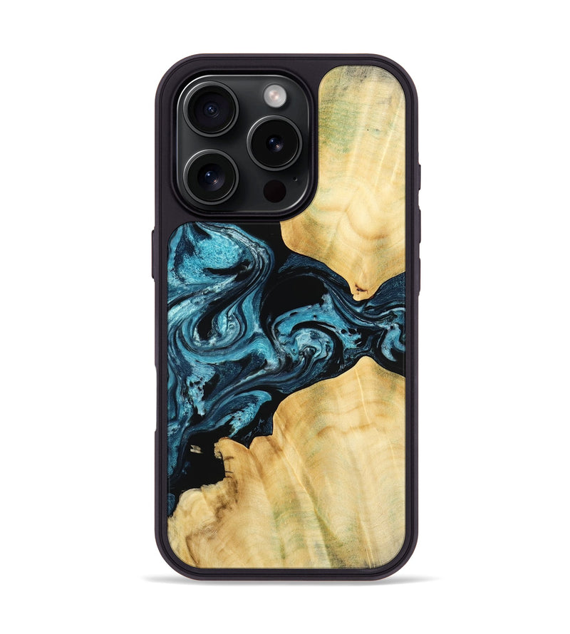 iPhone 16 Pro Wood Phone Case - Kylah (Blue, 779641)
