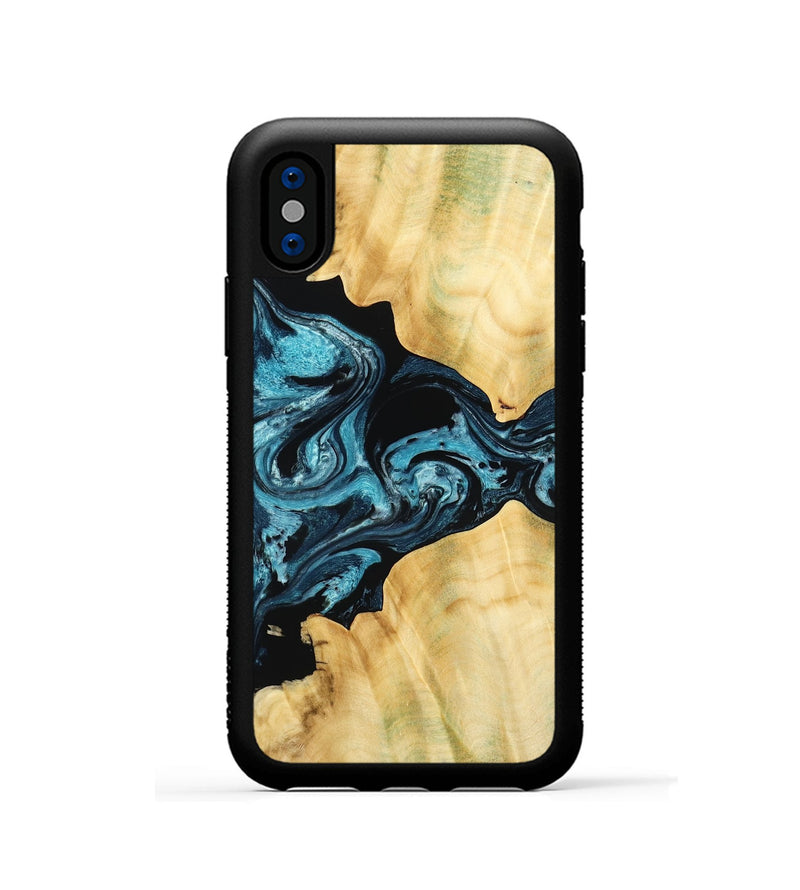 iPhone Xs Wood Phone Case - Kylah (Blue, 779641)