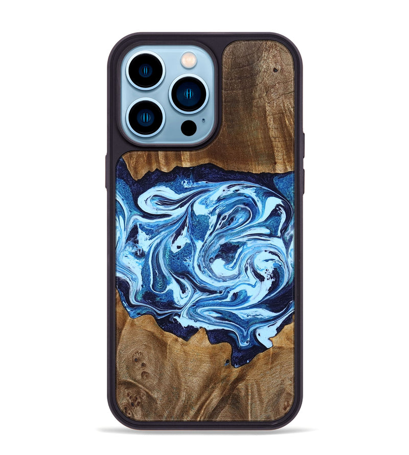 iPhone 14 Pro Max Wood Phone Case - Stefani (Blue, 780055)