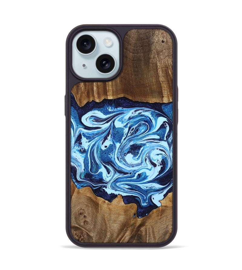 iPhone 15 Wood Phone Case - Stefani (Blue, 780055)