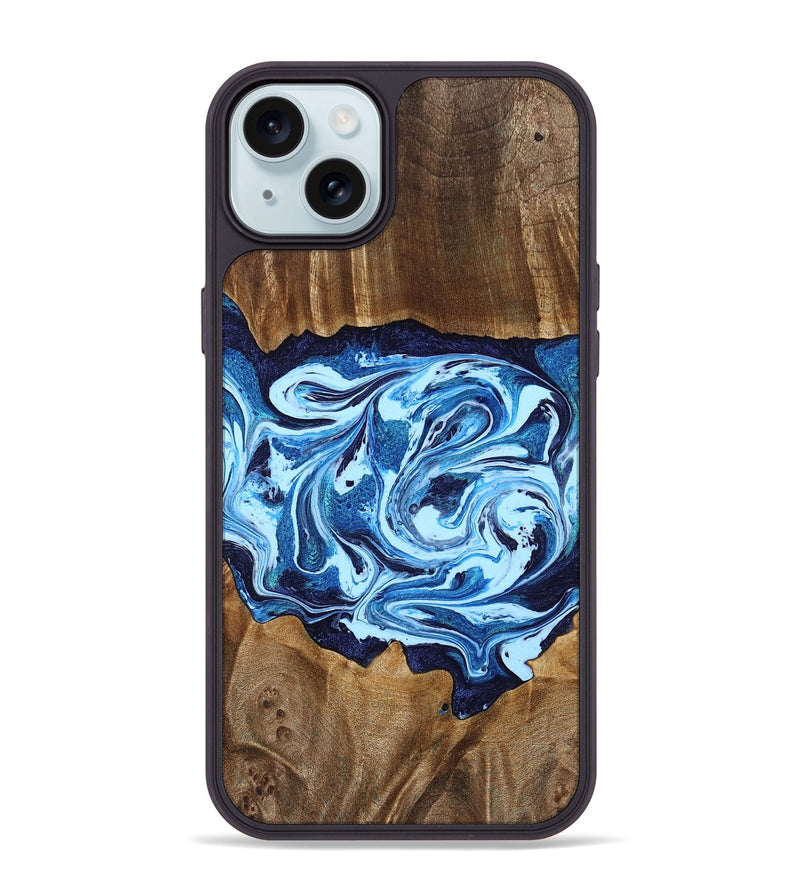 iPhone 15 Plus Wood Phone Case - Stefani (Blue, 780055)