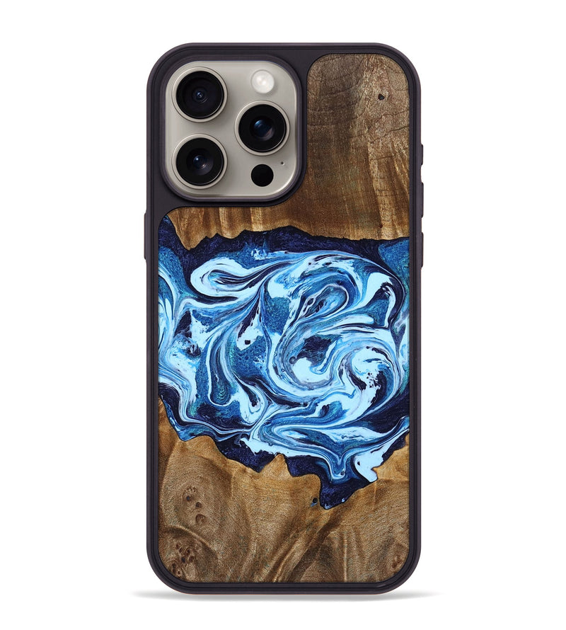 iPhone 15 Pro Max Wood Phone Case - Stefani (Blue, 780055)