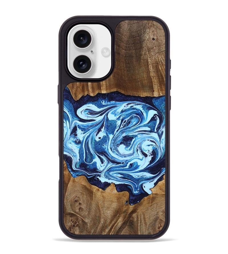 iPhone 16 Plus Wood Phone Case - Stefani (Blue, 780055)