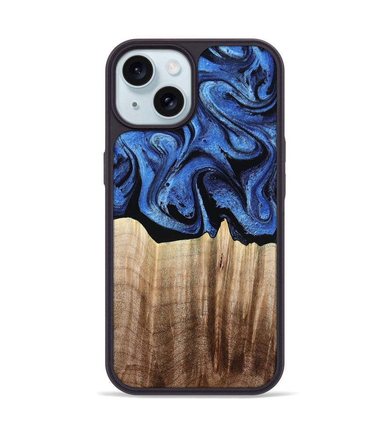 iPhone 15 Wood Phone Case - Neo (Blue, 780062)