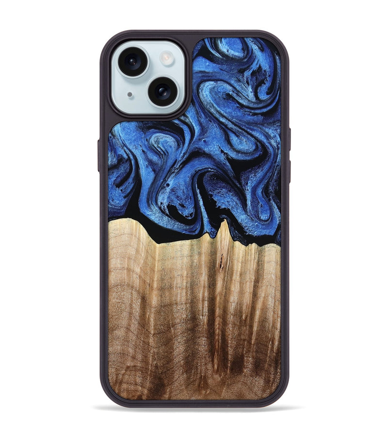 iPhone 15 Plus Wood Phone Case - Neo (Blue, 780062)