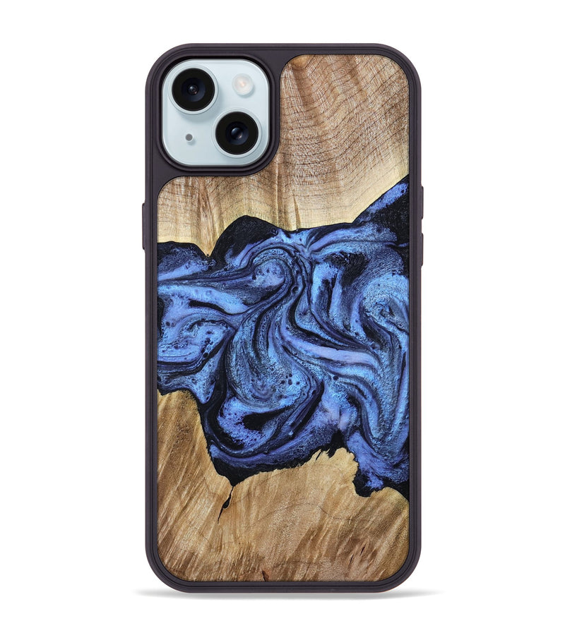 iPhone 15 Plus Wood Phone Case - Adrien (Blue, 780066)