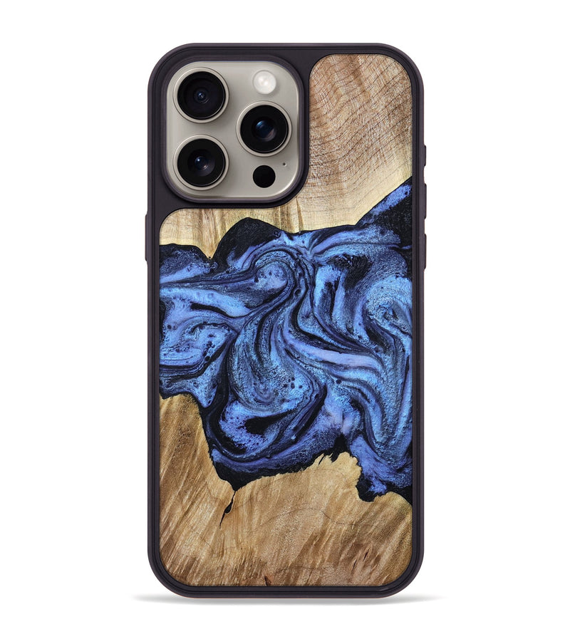 iPhone 15 Pro Max Wood Phone Case - Adrien (Blue, 780066)