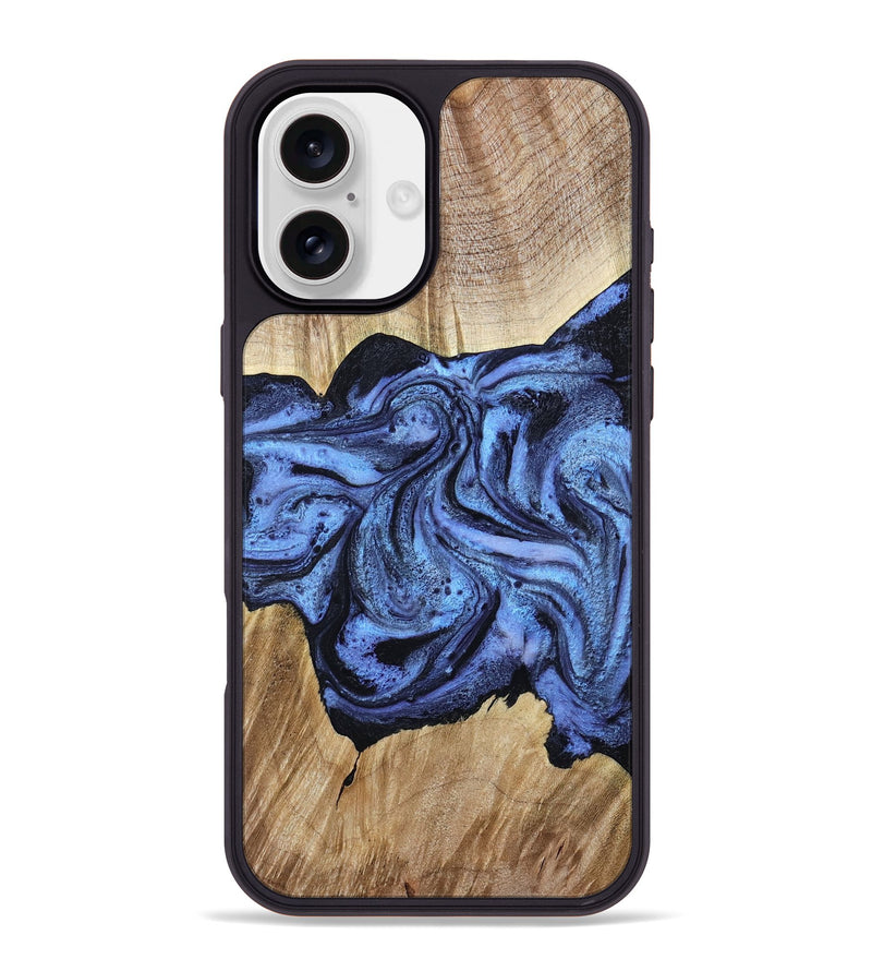iPhone 16 Plus Wood Phone Case - Adrien (Blue, 780066)
