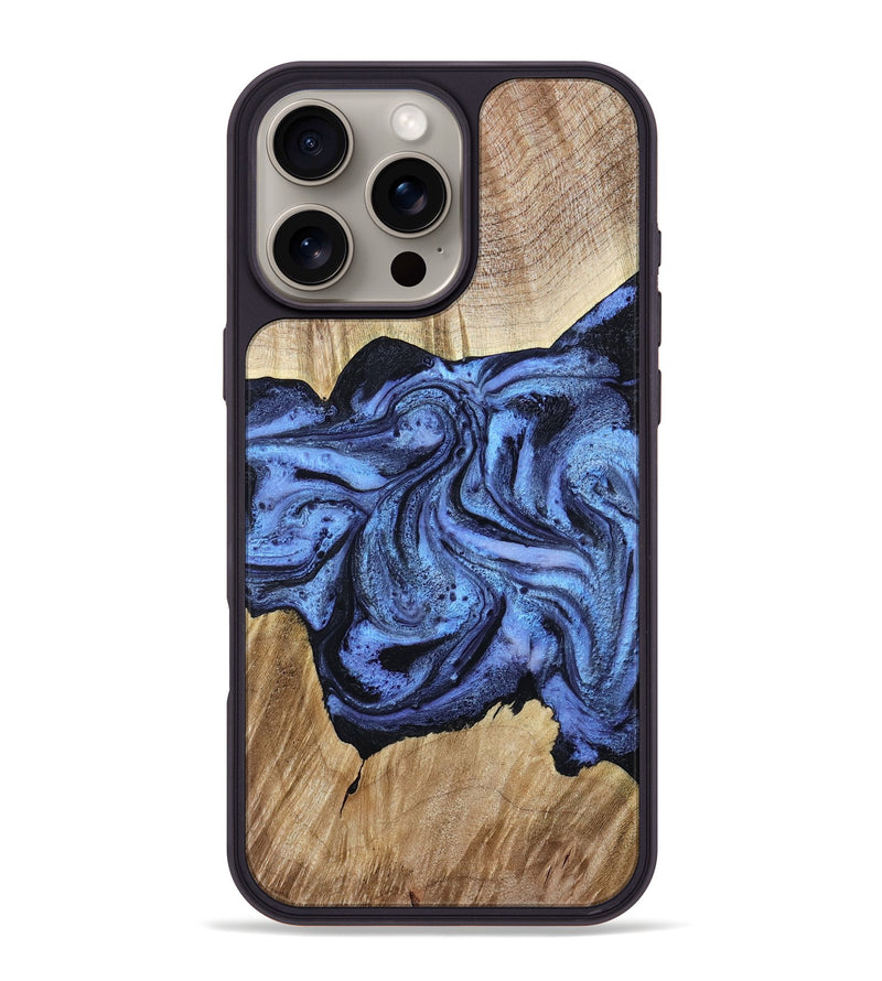 iPhone 16 Pro Max Wood Phone Case - Adrien (Blue, 780066)