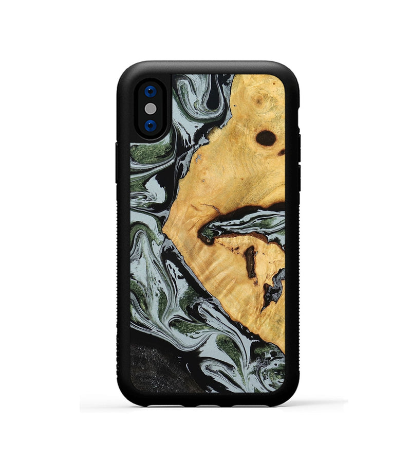 iPhone Xs Wood Phone Case - Ezekiel (Black & White, 780071)
