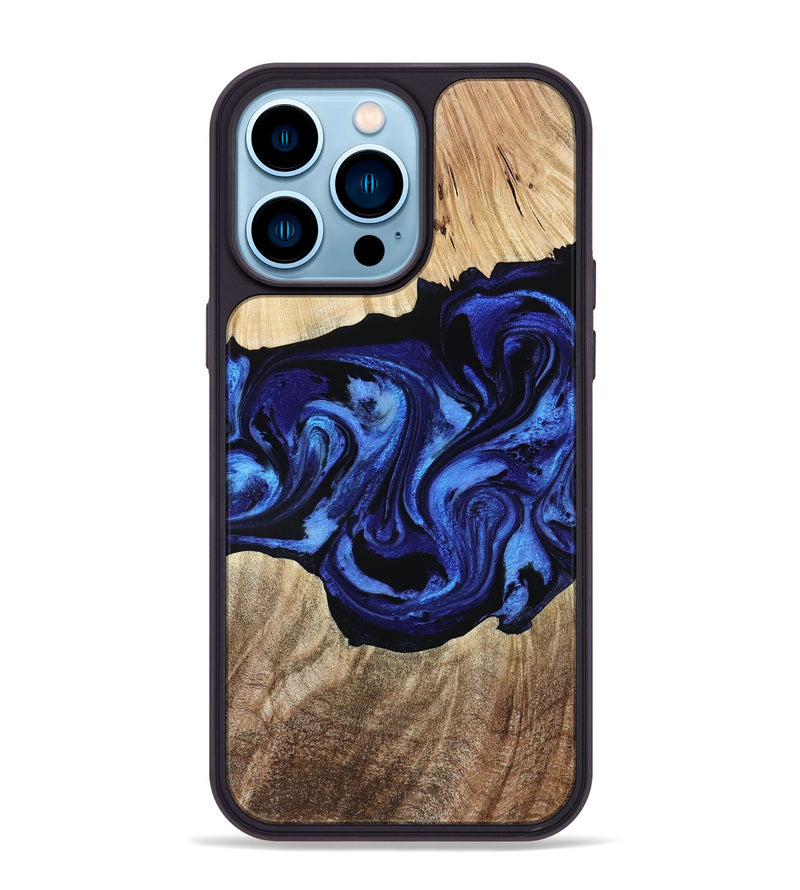 iPhone 14 Pro Max Wood Phone Case - Zhuri (Blue, 780087)