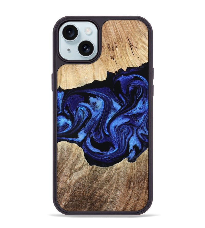 iPhone 15 Plus Wood Phone Case - Zhuri (Blue, 780087)