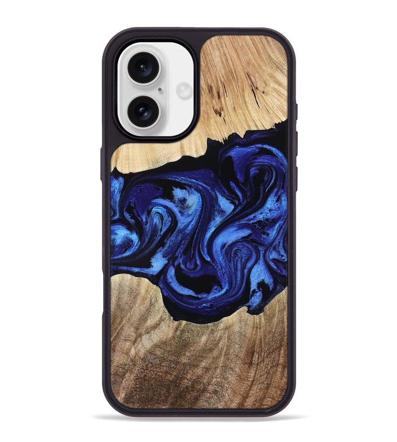 iPhone 16 Plus Wood Phone Case - Zhuri (Blue, 780087)