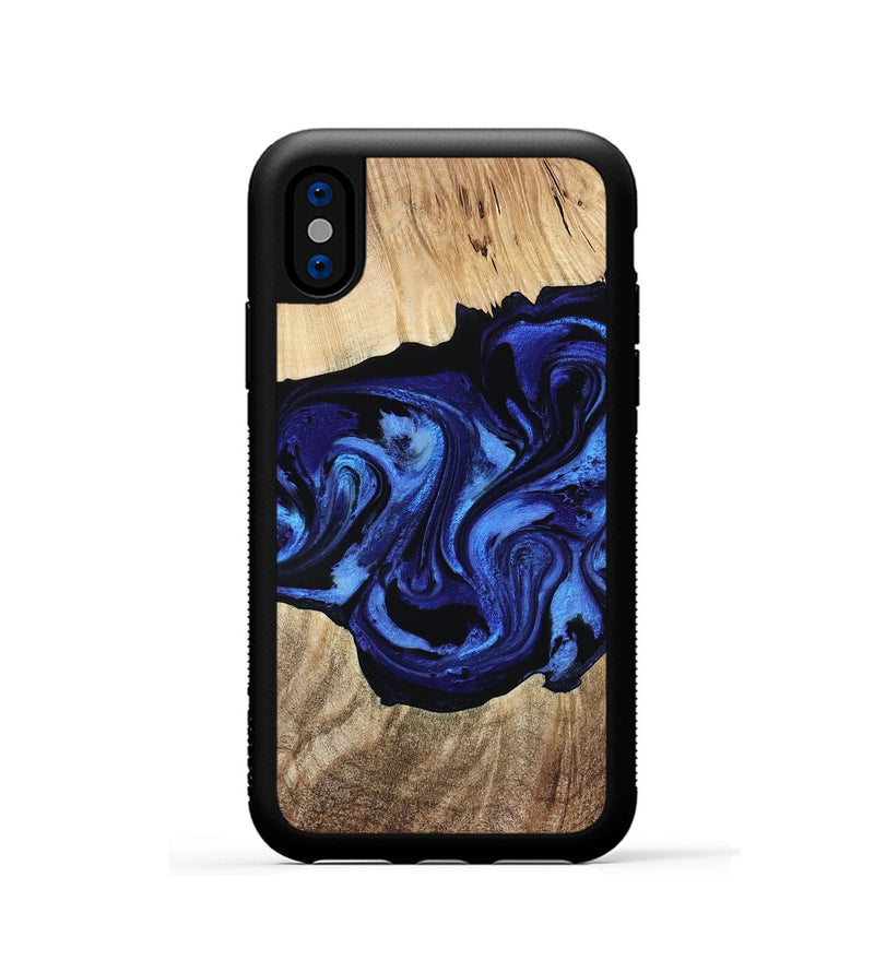 iPhone Xs Wood Phone Case - Zhuri (Blue, 780087)