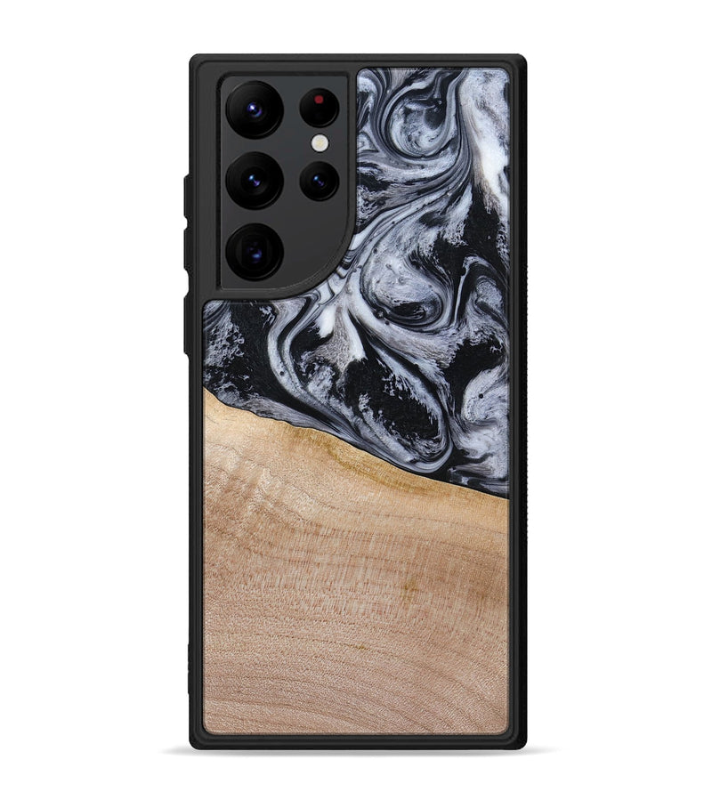 Galaxy S22 Ultra Wood Phone Case - Miah (Black & White, 780132)