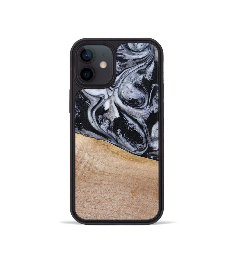 iPhone 12 mini Wood Phone Case - Miah (Black & White, 780132)