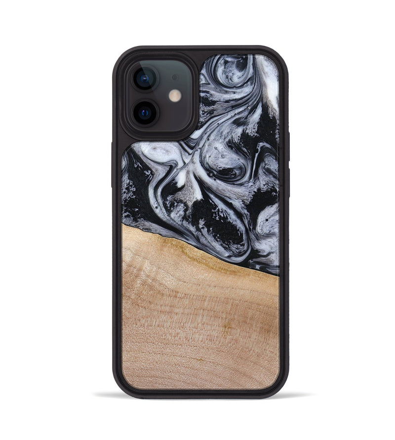 iPhone 12 Wood Phone Case - Miah (Black & White, 780132)
