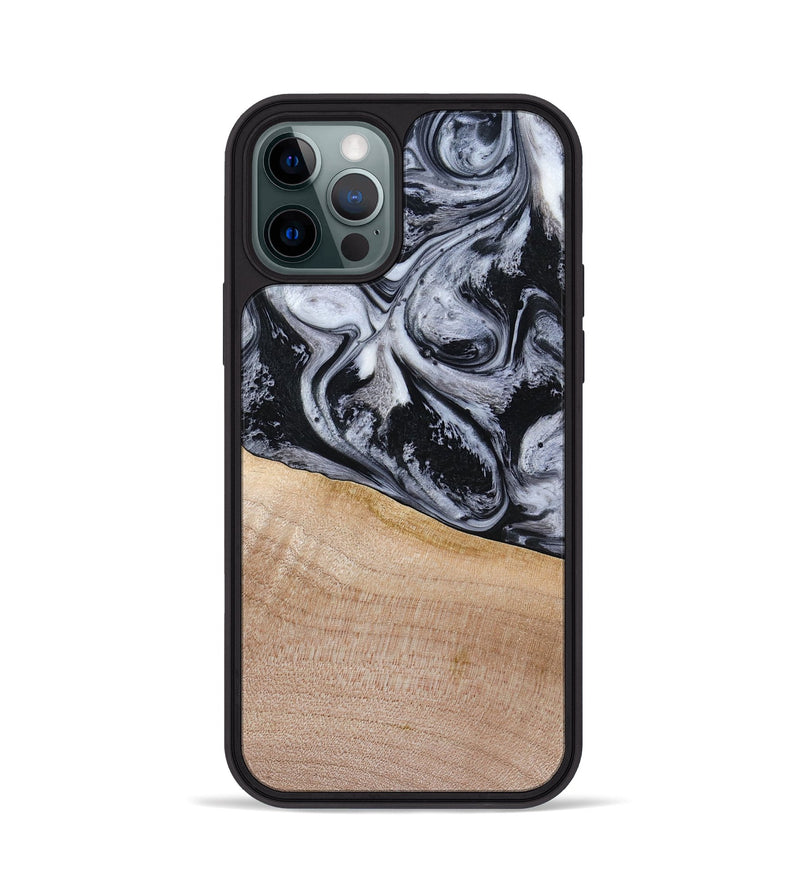 iPhone 12 Pro Wood Phone Case - Miah (Black & White, 780132)