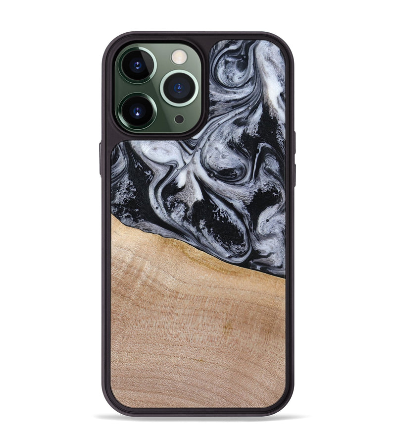 iPhone 13 Pro Max Wood Phone Case - Miah (Black & White, 780132)