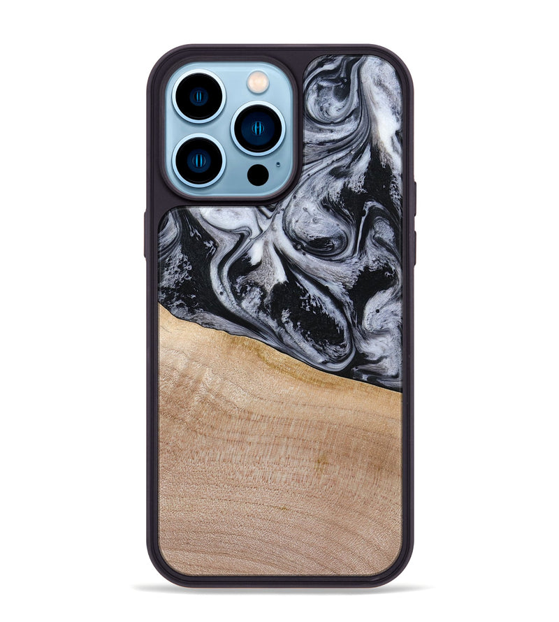 iPhone 14 Pro Max Wood Phone Case - Miah (Black & White, 780132)