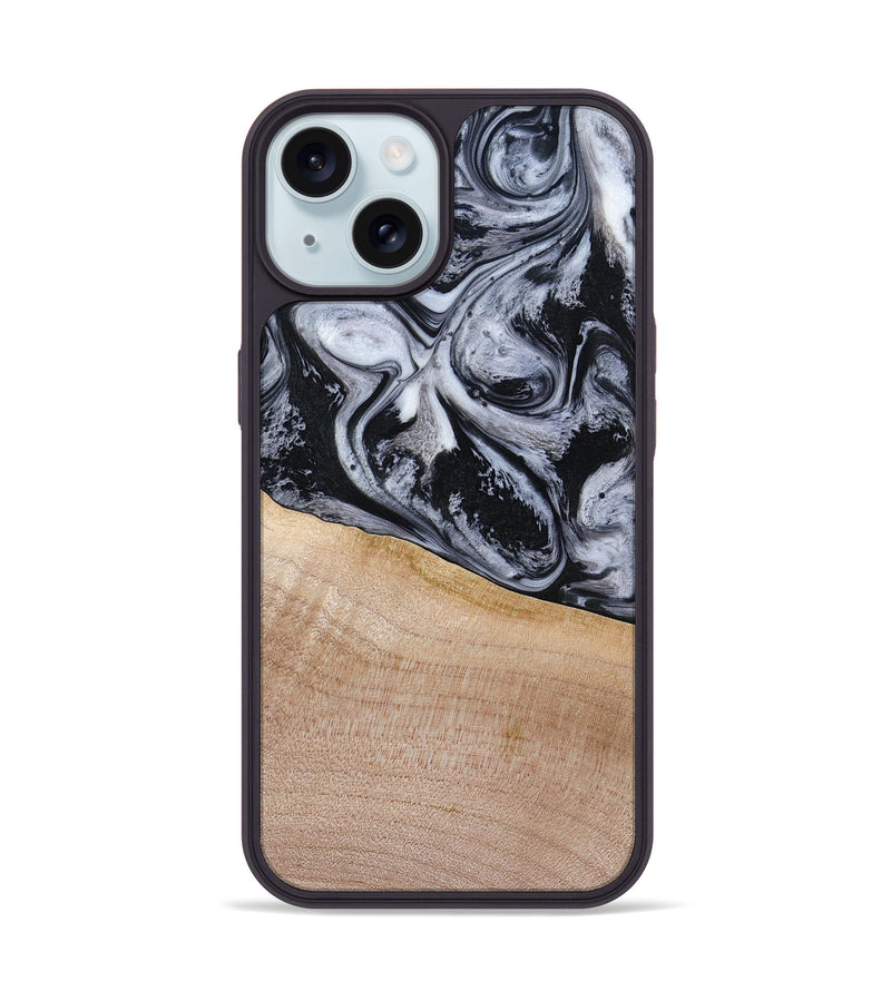 iPhone 15 Wood Phone Case - Miah (Black & White, 780132)