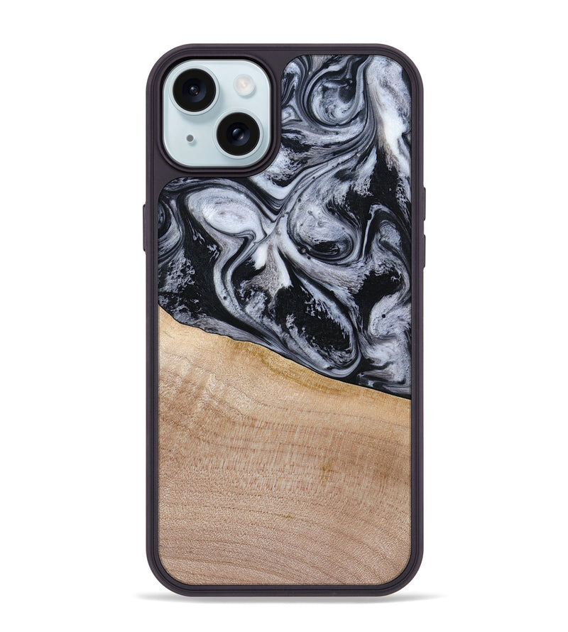 iPhone 15 Plus Wood Phone Case - Miah (Black & White, 780132)